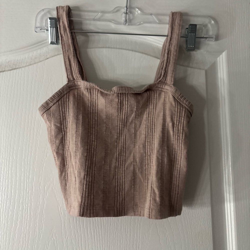 American Eagle Outfitters Pink Ribbed Crop Top
